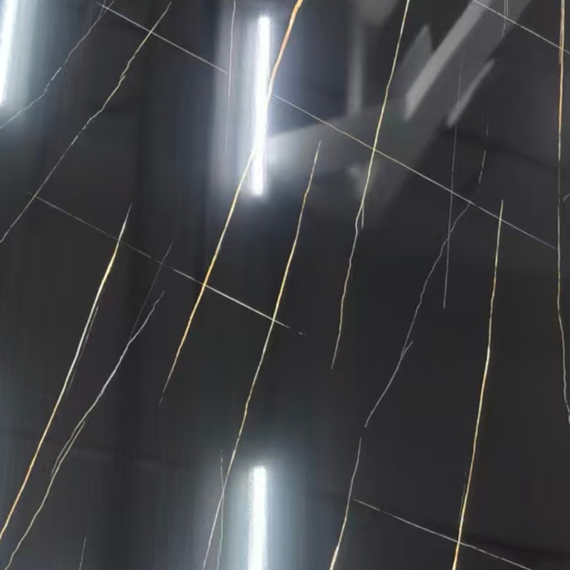 Anti-repa Black Gold Vein UV Marmor ark för invändig väggdekoration